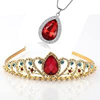 Kzslive Elena de Avalor Tiara collar de lágrima conjunto de joyas princesa accesorios de vestuario corona con rubí…